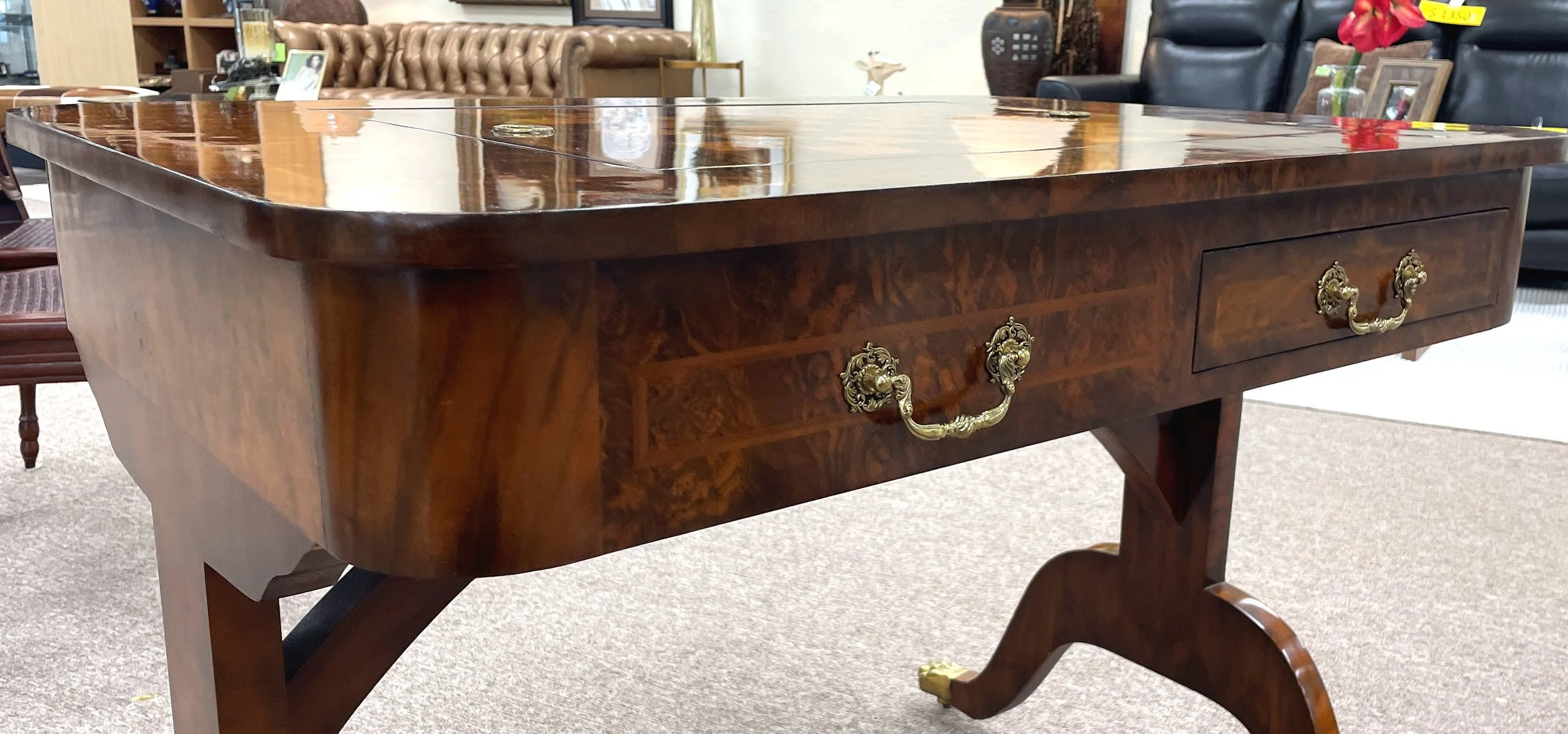 Encore Furniture Gallery-Maitland Smith Mahogany Game Table with 2